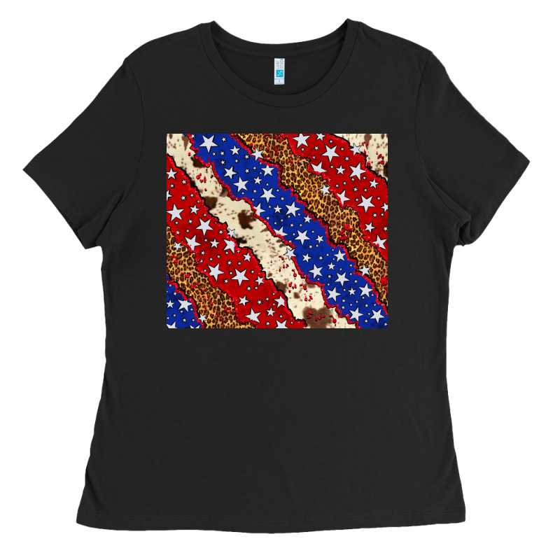 4th Of July Usa Flag Leopard Cowhide 20oz Tumbler Ladies Tee by Neo Western | Teevron