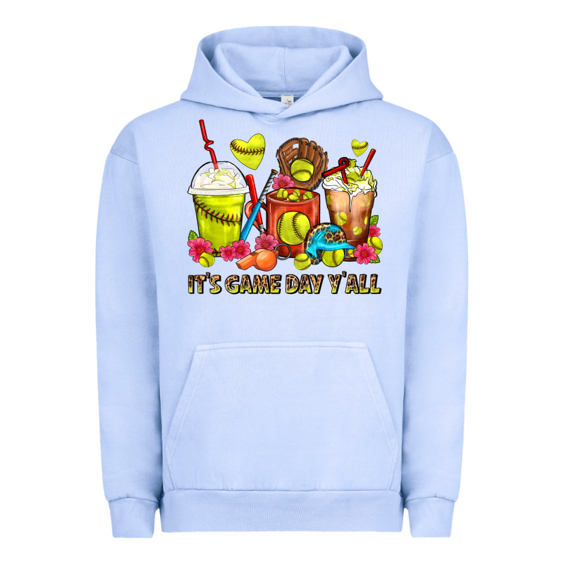It's Game Day Y'all Softball Coffee Cups Urban Hoodie by FaDigitalArtStudio | Teevron