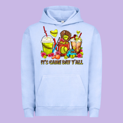 It's Game Day Y'all Softball Coffee Cups Urban Hoodie Designed By Fadigitalartstudio