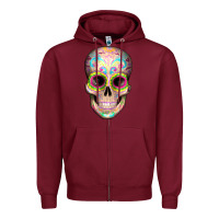 Burgundy Mexican Skull Zipper Hoodie - Artiststas