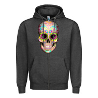 Charcoal Heather Mexican Skull Zipper Hoodie - Artiststas