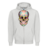 Dove Grey Mexican Skull Zipper Hoodie - Artiststas
