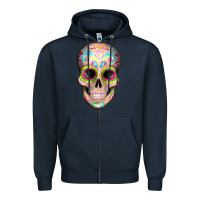 Navy Mexican Skull Zipper Hoodie - Artiststas