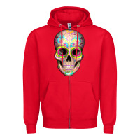 Red Mexican Skull Zipper Hoodie - Artiststas