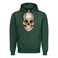 Sports Green Mexican Skull Zipper Hoodie - Artiststas