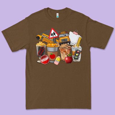 School Bus Coffee Cups Premium Tee Designed By Fadigitalartstudio