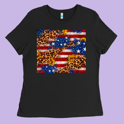 4th Of July Usa Flag Leopard Sunflower 20oz Tumble Ladies Tee Designed By Neo Western