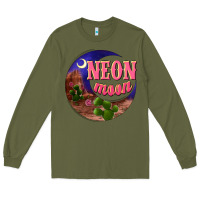 Army Green neon moon Long Sleeve Tee - NancyCooperArtShop