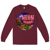 Burgundy neon moon Long Sleeve Tee - NancyCooperArtShop