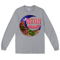 Heather Grey neon moon Long Sleeve Tee - NancyCooperArtShop