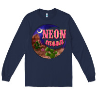 Navy neon moon Long Sleeve Tee - NancyCooperArtShop