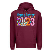 Burgundy Happy Easter 2023 Easter Day Premium Hoodie - HowdyJamesFarm