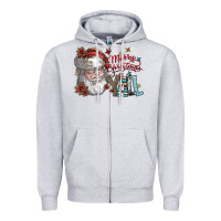 Heather Grey merry christmas yall Zipper Hoodie - SublimationCraftShop