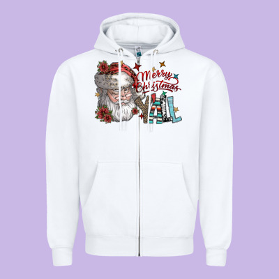 Merry Christmas Yall Zipper Hoodie Designed By Sublimationcraftshop
