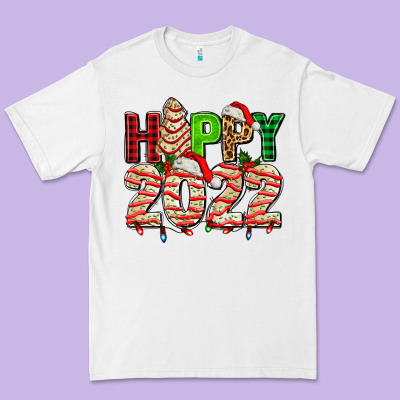 Happy 2022 With Christmas Tree Cake Premium Tee Designed By Adodesignshop