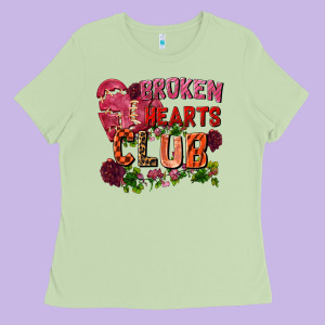 Broken Heart Club Ladies Tee Designed By Fadigitalartstudio