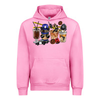 Fuchsia Pink Police Coffee Cups Urban Hoodie - FaDigitalArtStudio