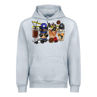 Heather Grey Police Coffee Cups Urban Hoodie - FaDigitalArtStudio