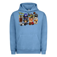 Pigment Pebble Blue Police Coffee Cups Urban Hoodie - FaDigitalArtStudio