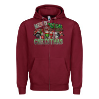 Burgundy merry christmas Zipper Hoodie - SublimationCraftShop