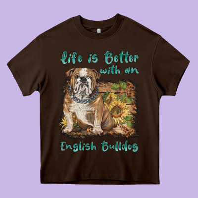 Life Is Better With A English Bulldog Heavy Core Tee Designed By Barkaloodesign