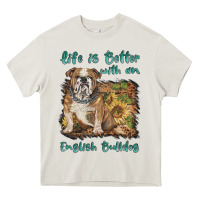 Cream life is better with a english bulldog Heavy Core Tee - BarkalooDesign