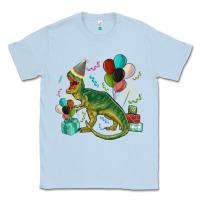 Dusty Blue party t rex Classic Tee - MaliasSmallBusiness