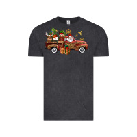 Vintage Black Christmas Truck Elf Santa snowman reindeer Vintage Tee - NancyCooperArtShop