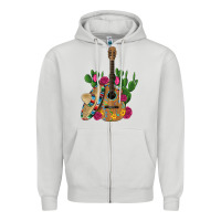 Dove Grey ,mexican sombrero guitar rose cactus Zipper Hoodie - Artiststas