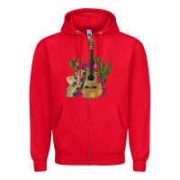 Red ,mexican sombrero guitar rose cactus Zipper Hoodie - Artiststas