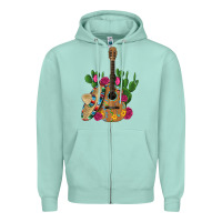 Seafoam ,mexican sombrero guitar rose cactus Zipper Hoodie - Artiststas
