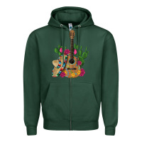 Sports Green ,mexican sombrero guitar rose cactus Zipper Hoodie - Artiststas