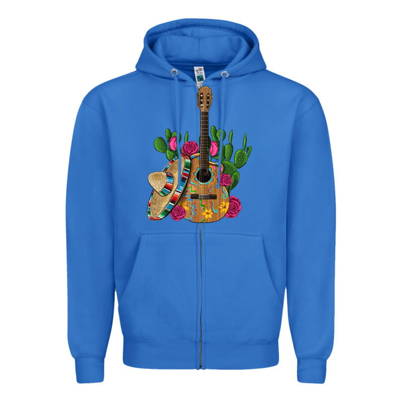 ,mexican Sombrero Guitar Rose Cactus Zipper Hoodie by Artiststas | Teevron
