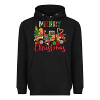 Black merry christmas gingerbread truck Heavyweight Hoodie - texasbilliewilder