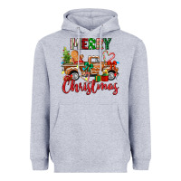 Heather Grey merry christmas gingerbread truck Heavyweight Hoodie - texasbilliewilder