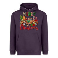 Plum merry christmas gingerbread truck Heavyweight Hoodie - texasbilliewilder
