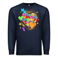 Navy Autism hearts Premium Sweatshirt - NancyCooperArtShop