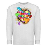 Oatmeal Heather Autism hearts Premium Sweatshirt - NancyCooperArtShop
