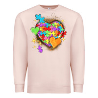 Pale Pink Autism hearts Premium Sweatshirt - NancyCooperArtShop