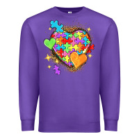 Purple Autism hearts Premium Sweatshirt - NancyCooperArtShop
