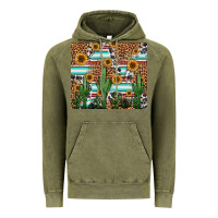Vintage Olive western cactus and sunflowers Vintage Hoodie - Jasminsmagicworld