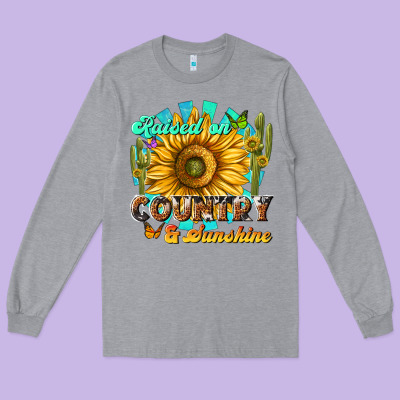 Raised On Country  Sunshine Long Sleeve Tee Designed By Nancycooperartshop