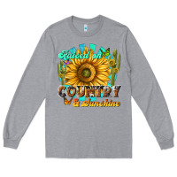 Heather Grey raised on country  sunshine Long Sleeve Tee - NancyCooperArtShop