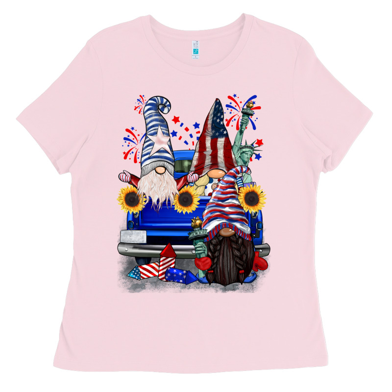 4th Of July Gnomes Truck Ladies Tee by CowGirlArtShop | Teevron