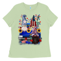 Matcha 4th of July gnomes truck Ladies Tee - CowGirlArtShop