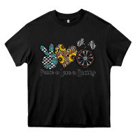 Black peace love racing Heavy Core Tee - CowhideDigitalArt