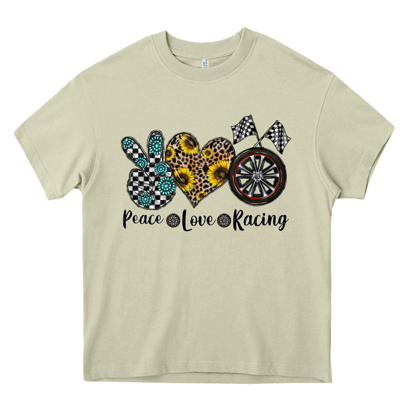 Peace Love Racing Heavy Core Tee by CowhideDigitalArt | Teevron