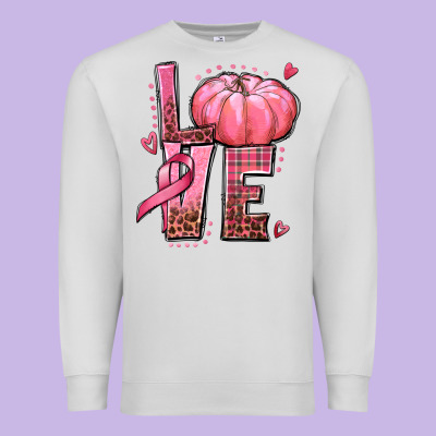 Love Cancer Pumpkin Premium Sweatshirt Designed By Texasbilliewilder