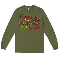 Army Green merry christmas y'all Long Sleeve Tee - JahusDesignShop