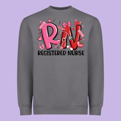Rn Registered Nurse Valentines Day Heavyweight Sweatshirt Designed By Maliassmallbusiness